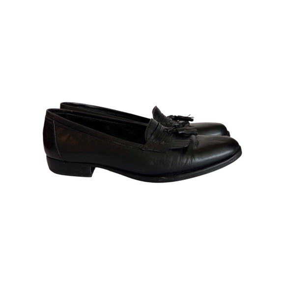 VTG JOHNSTON & MURPHY 151091 HAYES MEN SHOES 7.5M BLACK LEATHER TASSEL SLIP ON main image 7